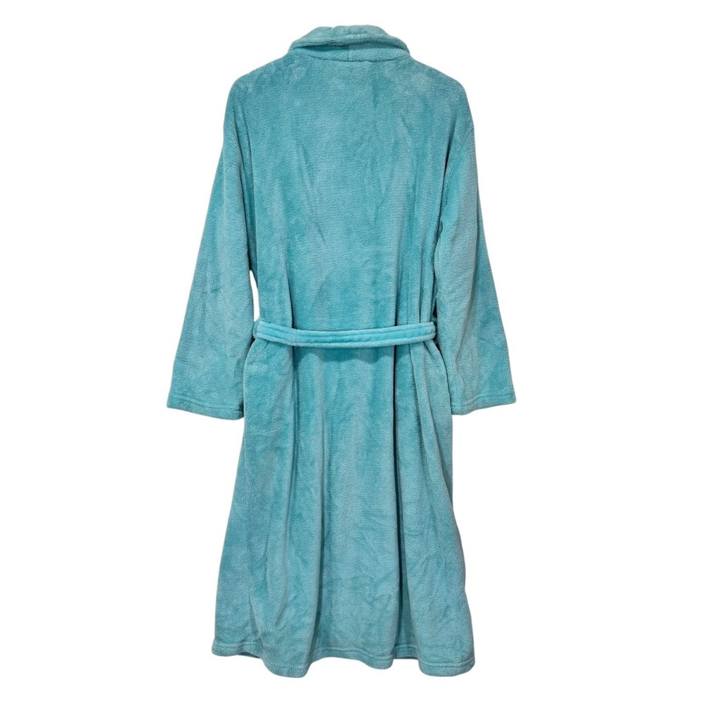 Vintage Aegean Apparel Spa Robe Womens One Size Blue Plush Fleece Quiet Luxury - Picture 3 of 11